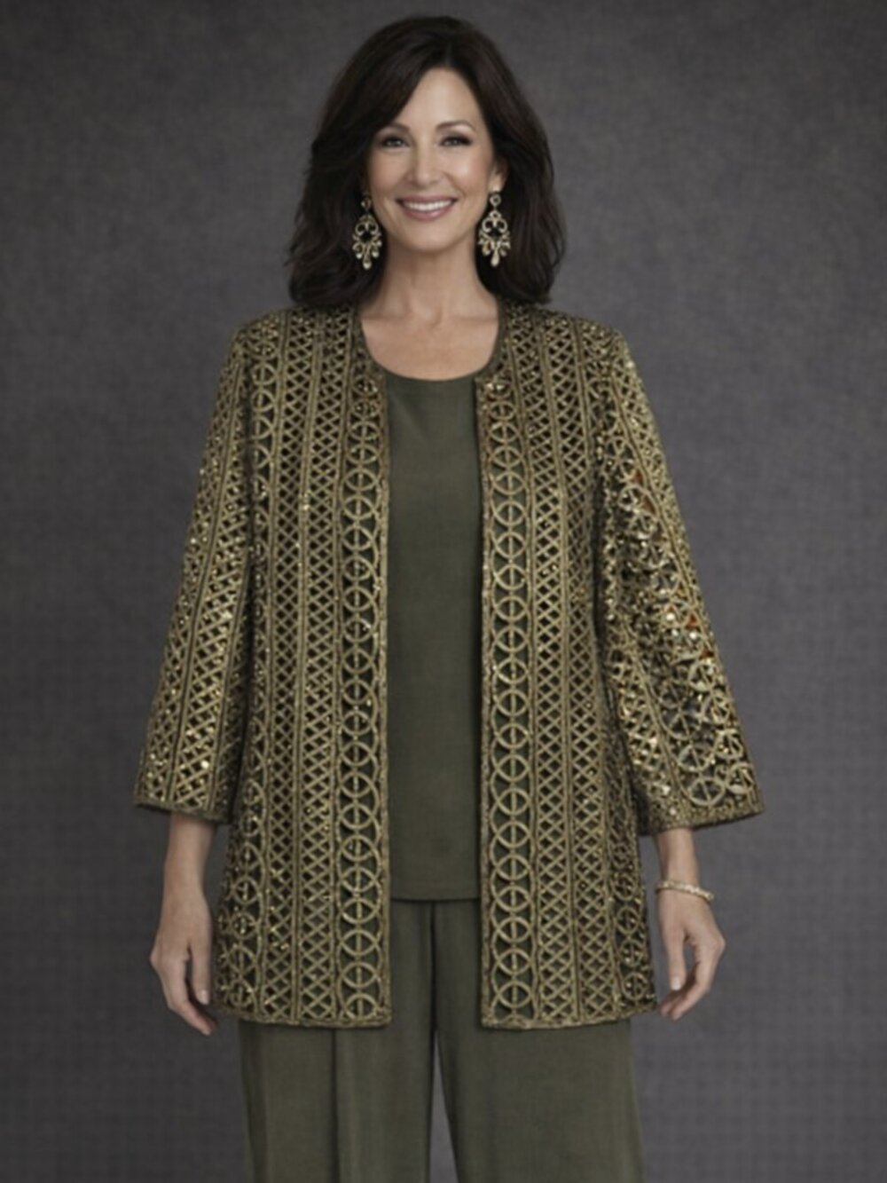 Chico’s Travelers Metallic Mesh Jacket